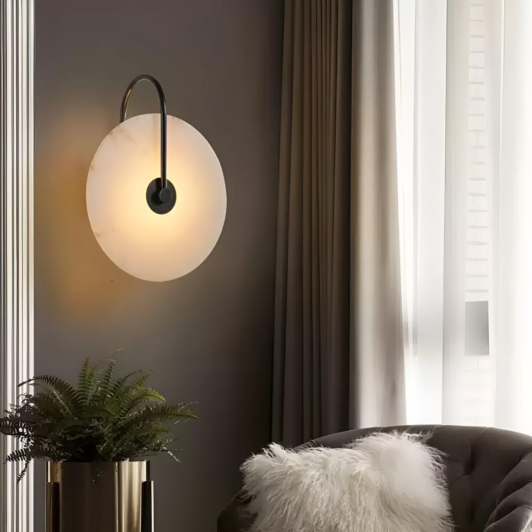 Alabaster Wall Light With Circular Disc Design