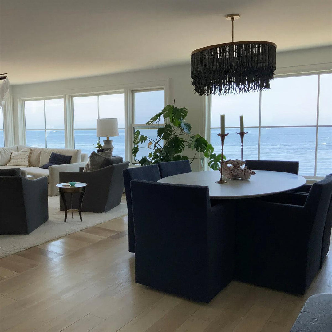 Boho Chandelier Light With Beaded Triple Layered Concentric Design