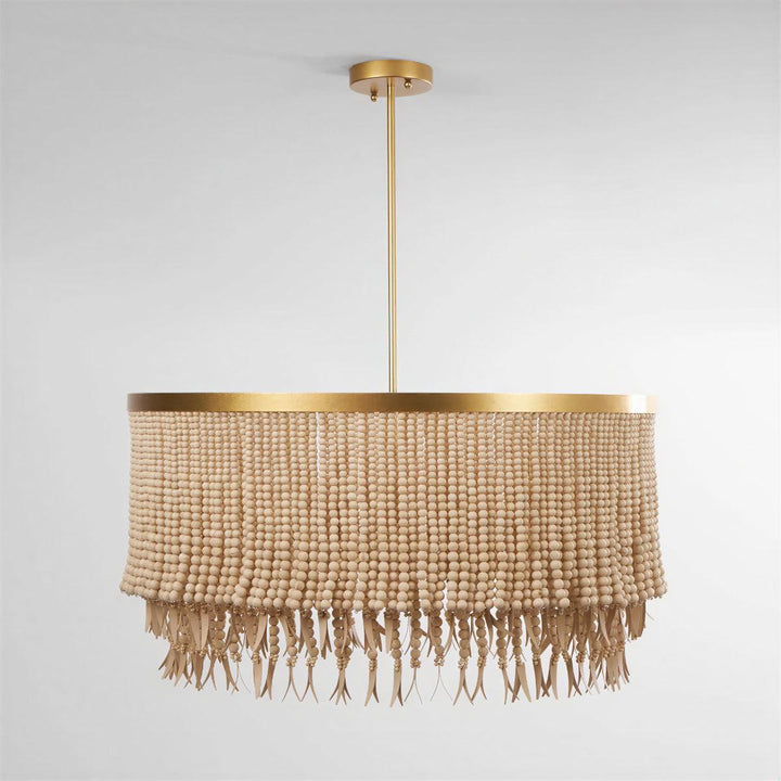 Boho Chandelier Light With Beaded Triple Layered Concentric Design