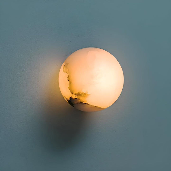 Contemporary Indoor Marble Wall Light With Ambient Sphere Illumination
