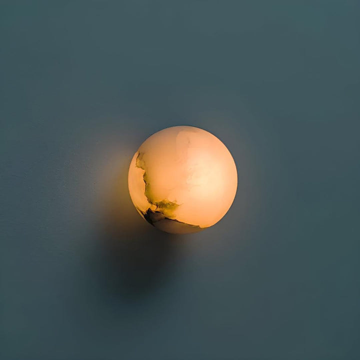 Contemporary Indoor Marble Wall Light With Ambient Sphere Illumination