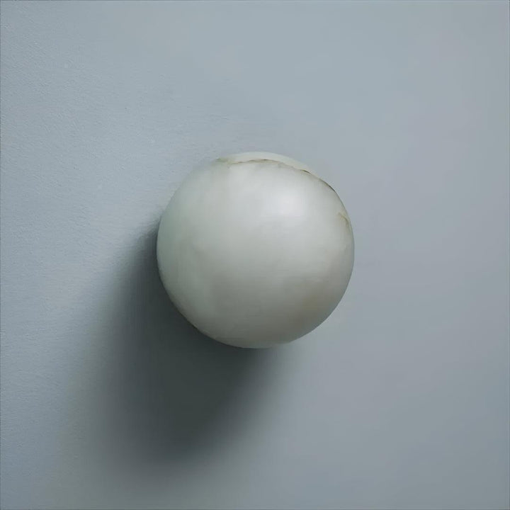 Contemporary Indoor Marble Wall Light With Ambient Sphere Illumination