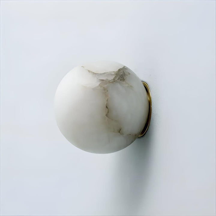 Contemporary Indoor Marble Wall Light With Ambient Sphere Illumination
