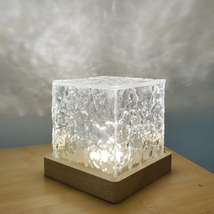 Cube Table Lamp With Ambient Glow And Glass Design