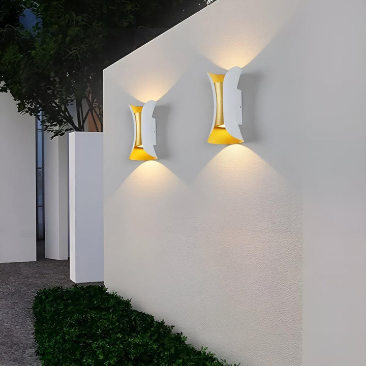 Curved Outdoor Wall Light with Up Down Lighting Design