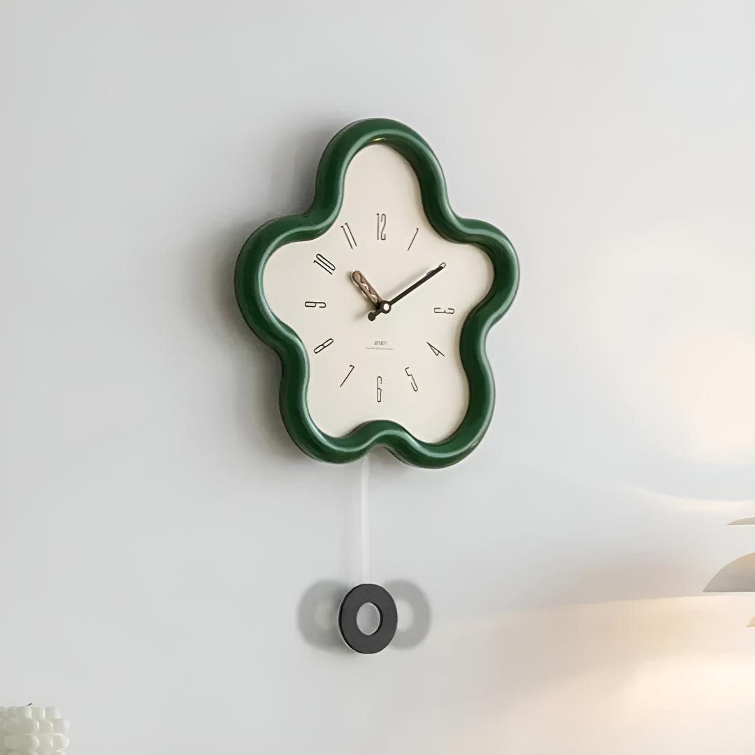 Decorative Flower Wall Clock With Silent Pendulum