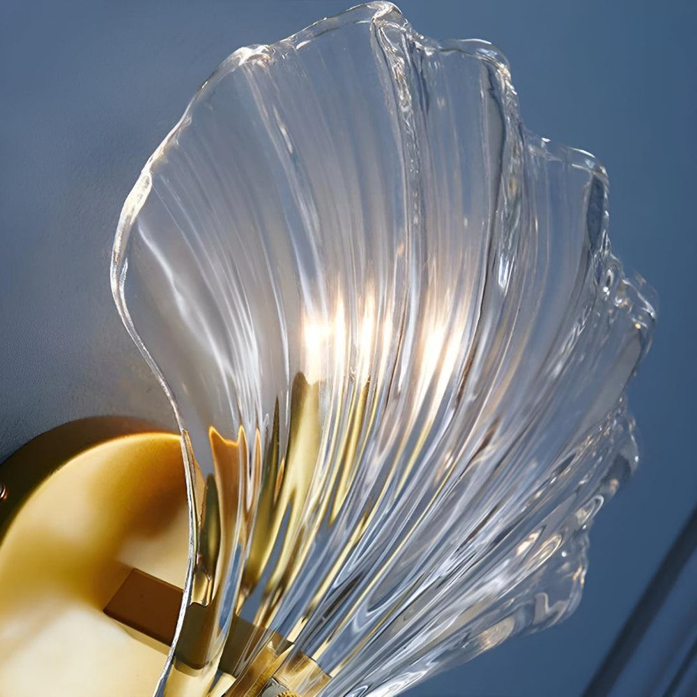 Decorative Shell Glass Wall Light Sconce With Ambient Lighting