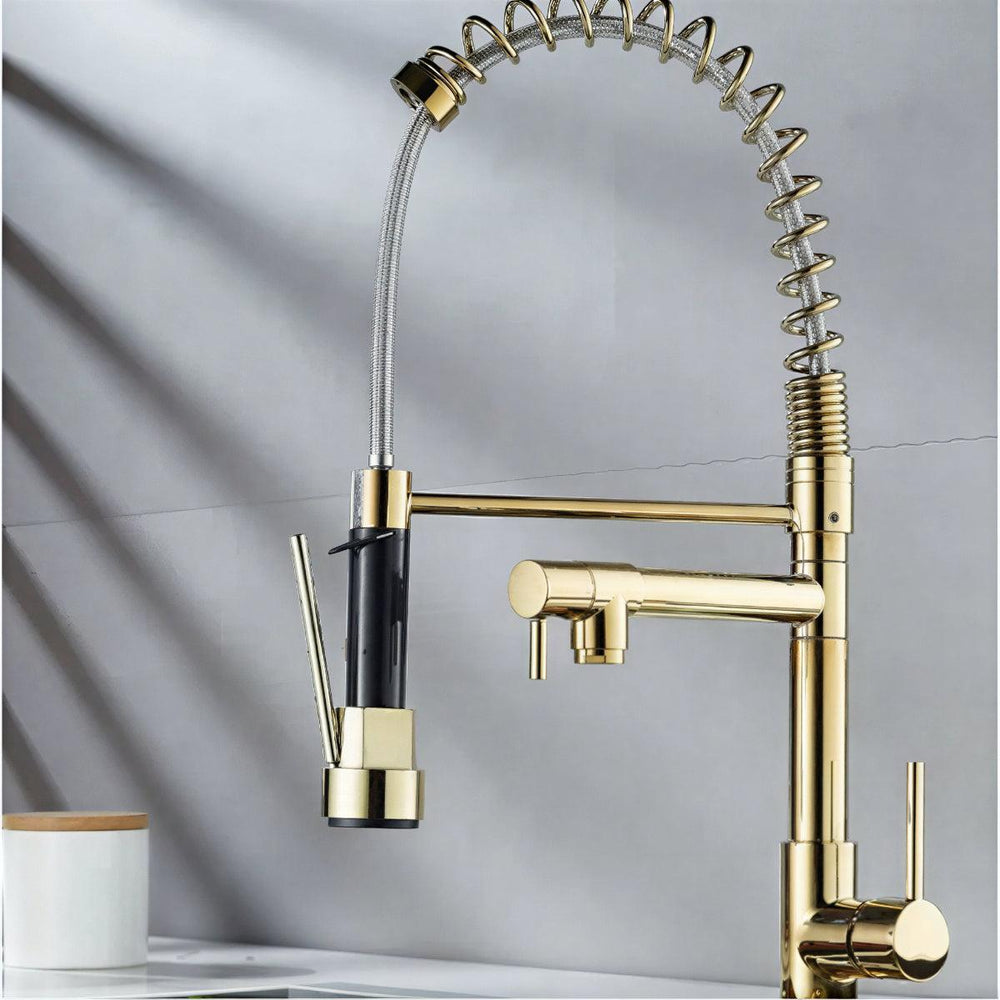 Double Outlet Kitchen Sink Mixer With Swivel Spout