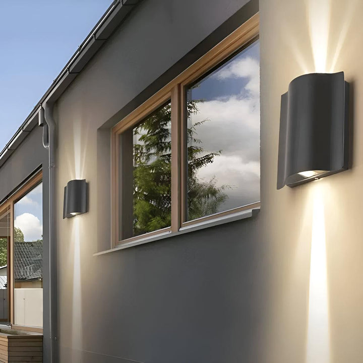Exterior Waved Curved Wall Light With Up And Down Lighting