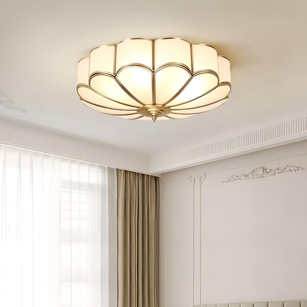Flower Shaped Art Deco Flush Mount Ceiling Light Fixture