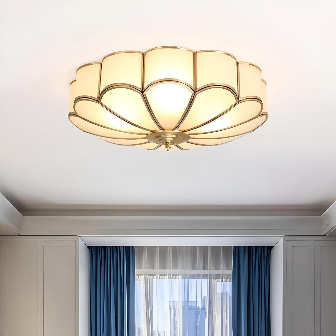 Flower Shaped Art Deco Flush Mount Ceiling Light Fixture