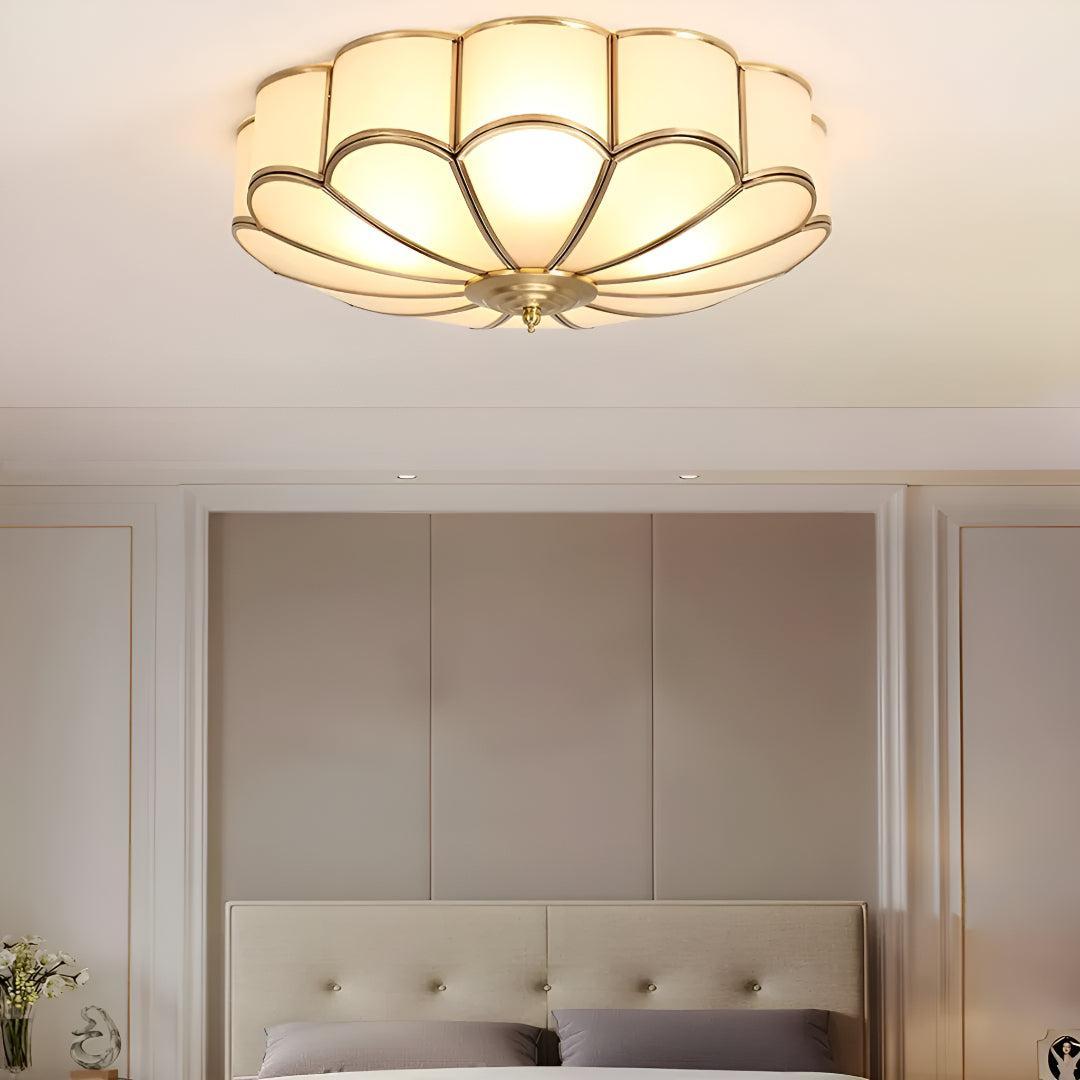 Flower Shaped Art Deco Flush Mount Ceiling Light Fixture