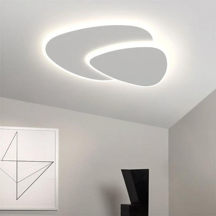 Flush Mount Ceiling Light Fixture With Geometric Double Layered Design