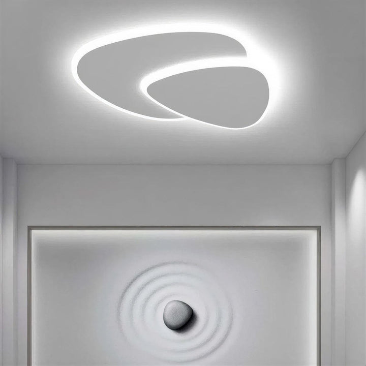 Flush Mount Ceiling Light Fixture With Geometric Double Layered Design