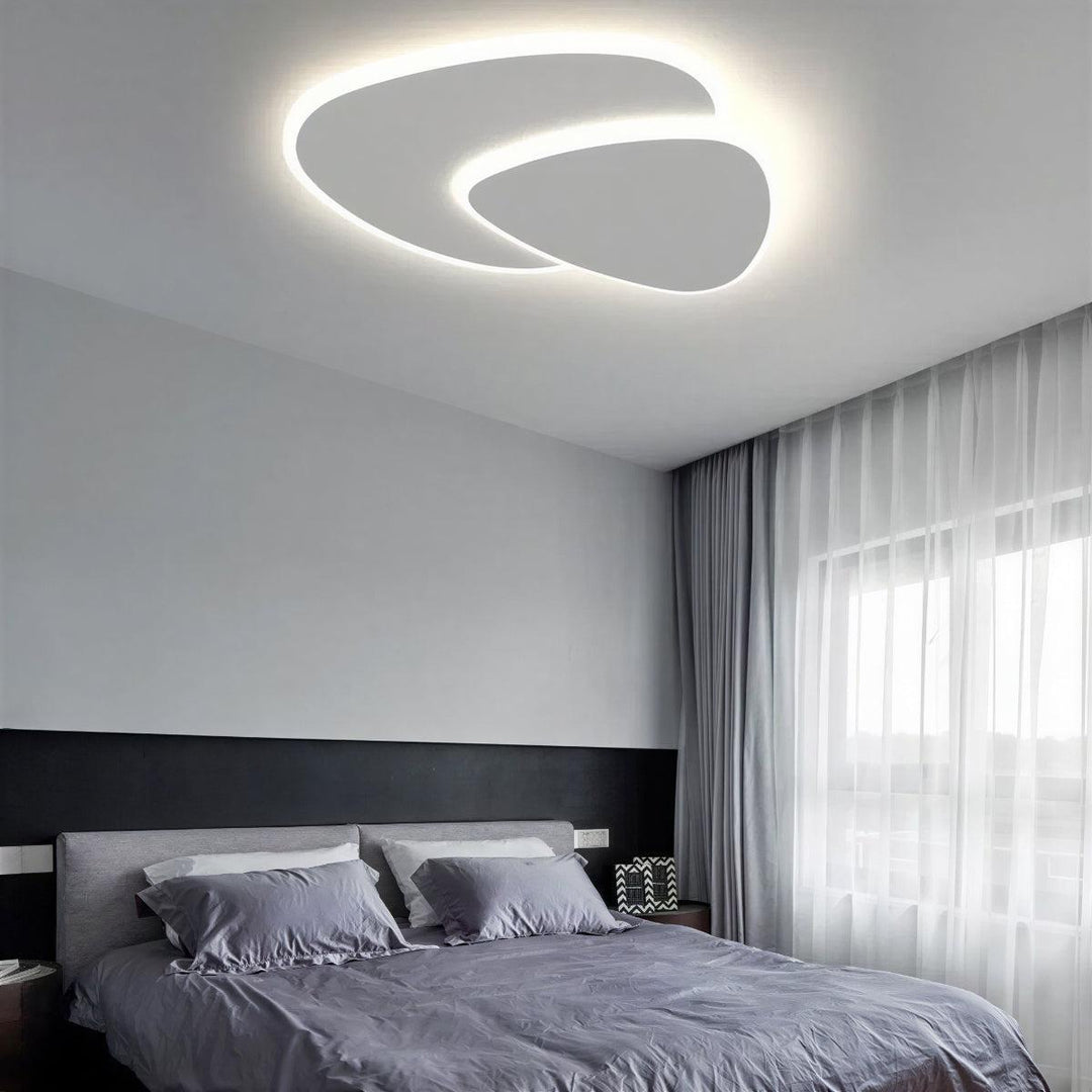 Flush Mount Ceiling Light Fixture With Geometric Double Layered Design