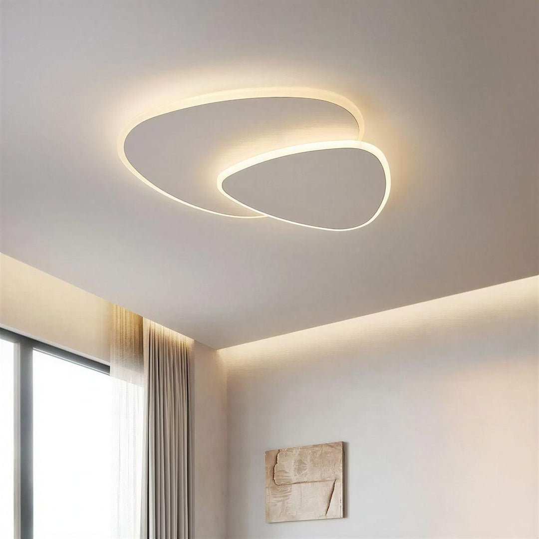 Flush Mount Ceiling Light Fixture With Geometric Double Layered Design