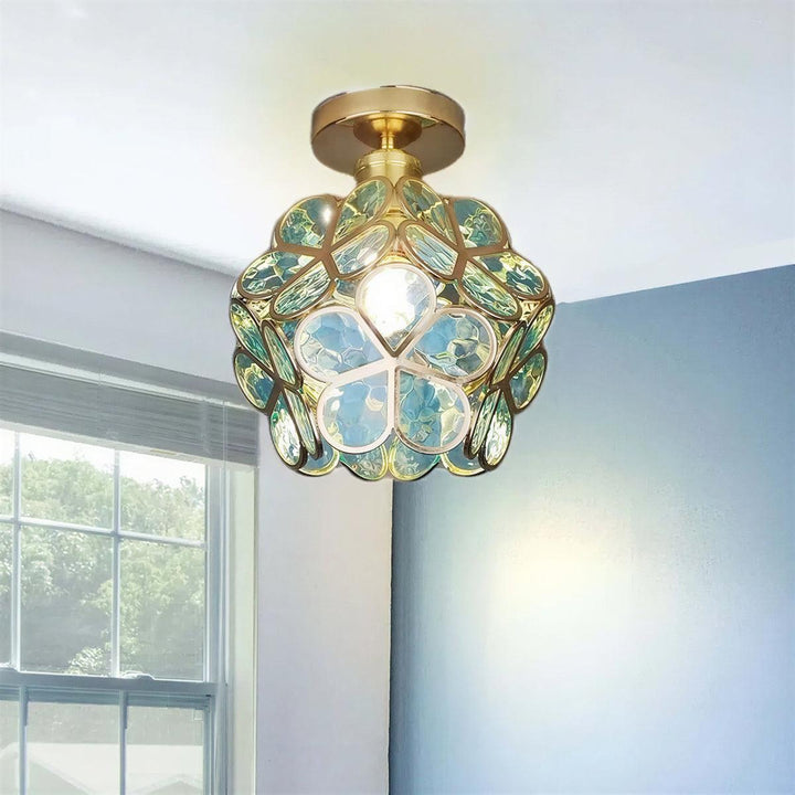 Flush Mount Ceiling Light With Floral Style Design