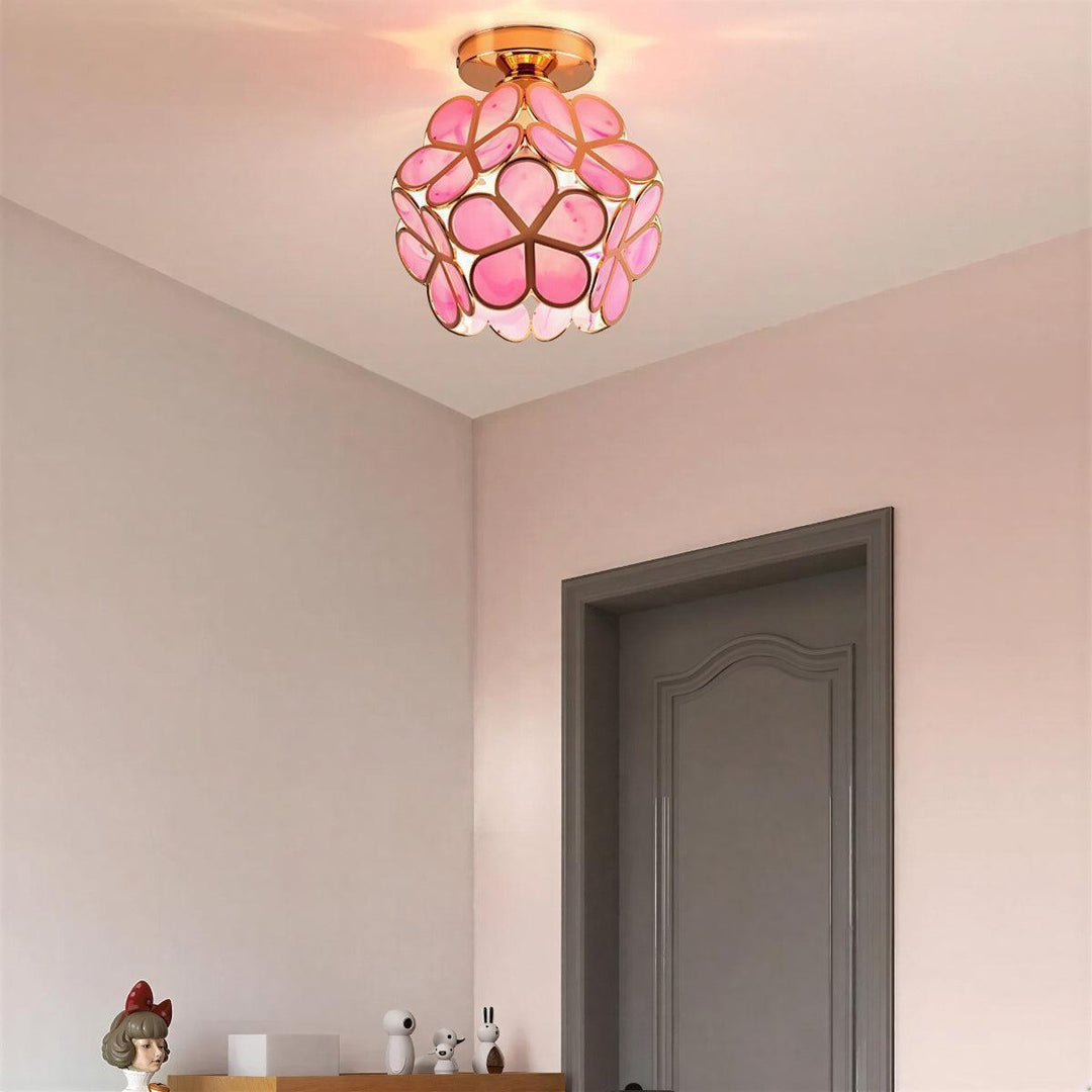 Flush Mount Ceiling Light With Floral Style Design