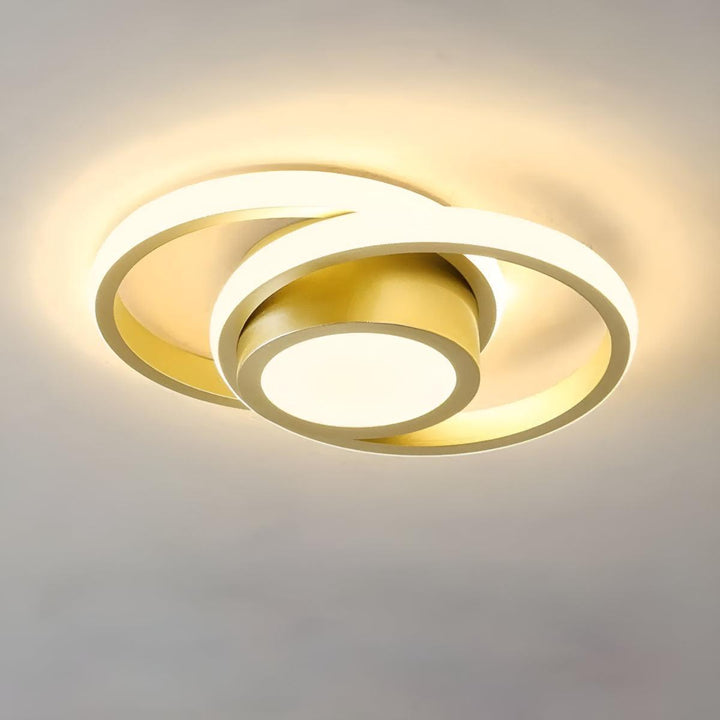 Geometric Flush Mount Ceiling Light Fixture With Double Ring Style