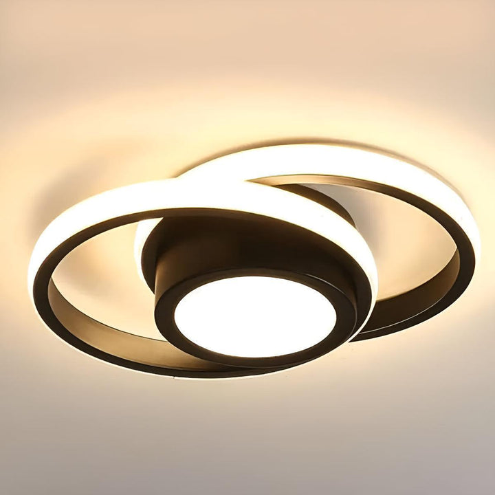 Geometric Flush Mount Ceiling Light Fixture With Double Ring Style