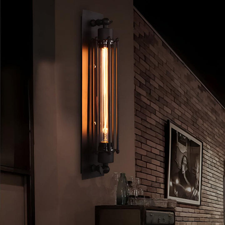 Industrial Vintage Wall Light With Cage Design