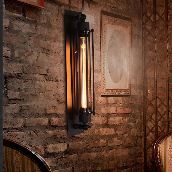 Industrial Vintage Wall Light With Cage Design