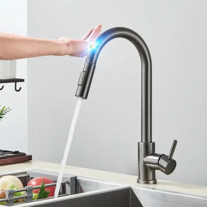 Kitchen Mixer Tapware With Integrated Touch Sensor And Pull-Out Spray
