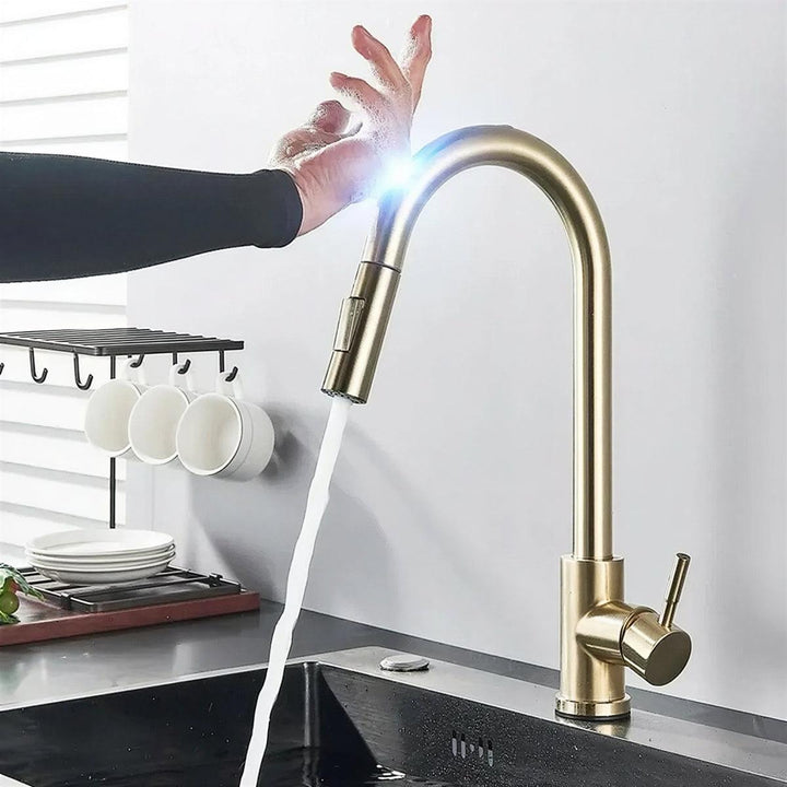 Kitchen Mixer Tapware With Integrated Touch Sensor And Pull-Out Spray