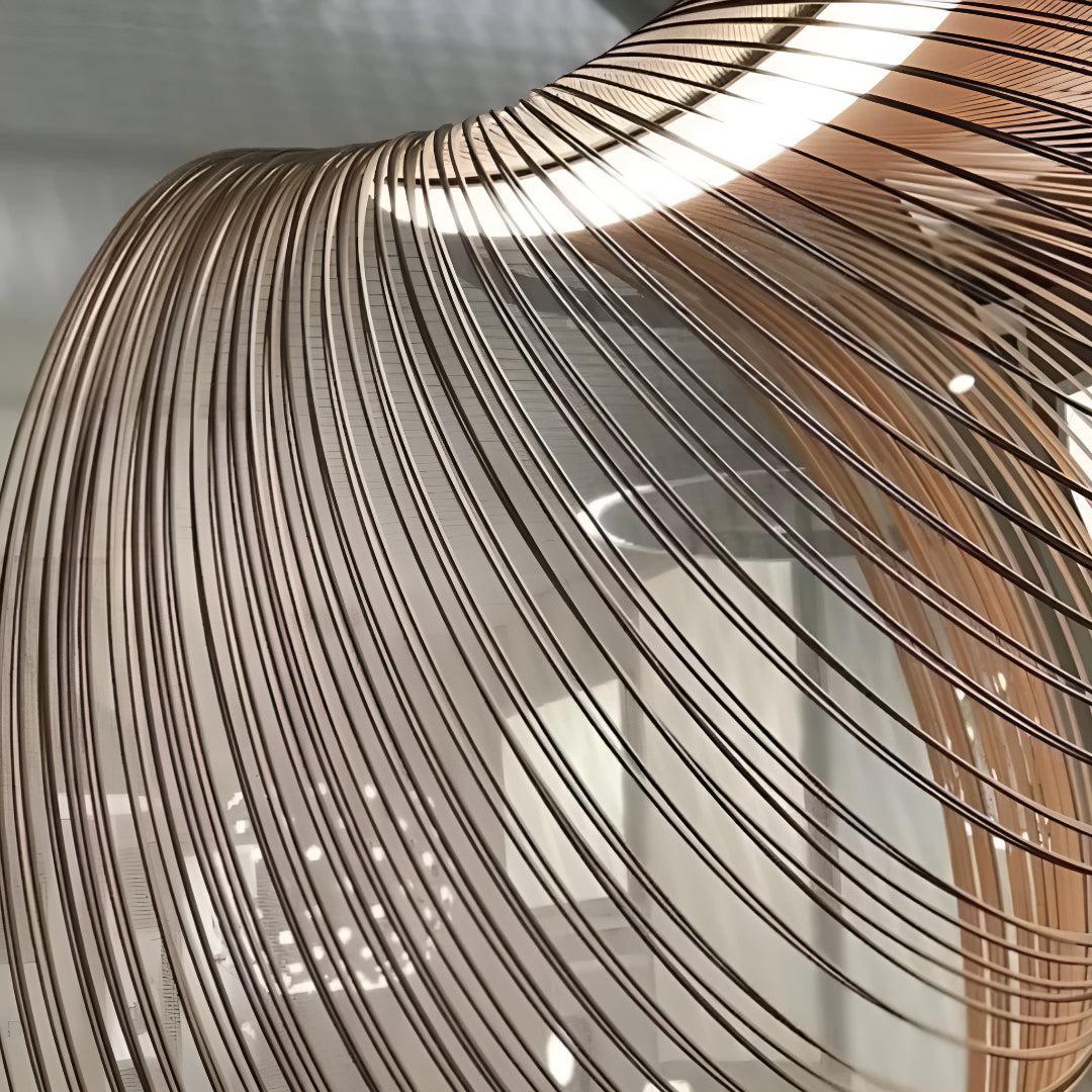 Laser Cut Plywood Pendant Light With Curved Layered Design For Interiors