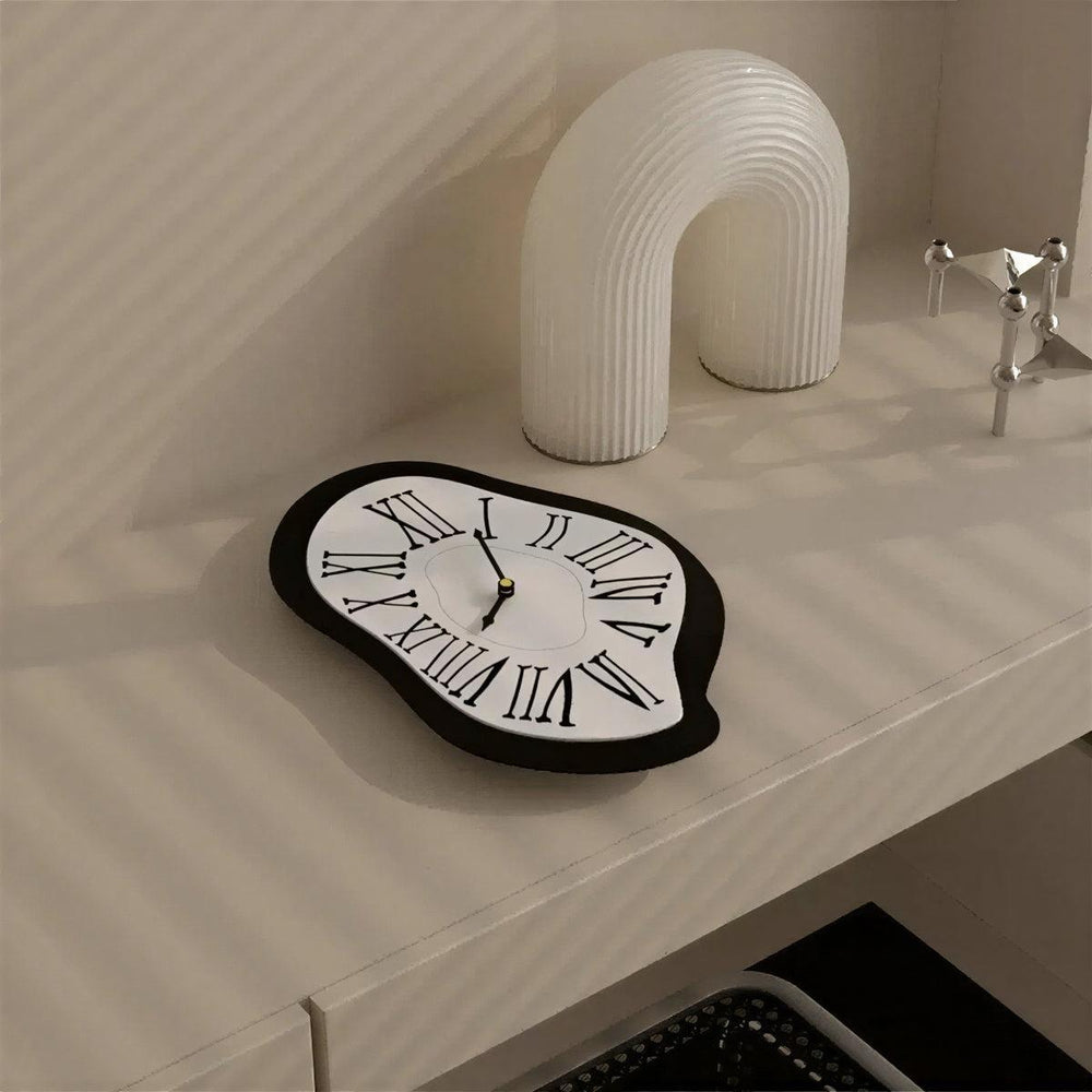 Melting Wall Clock With Roman Numerals For Surrealist Interior Decor