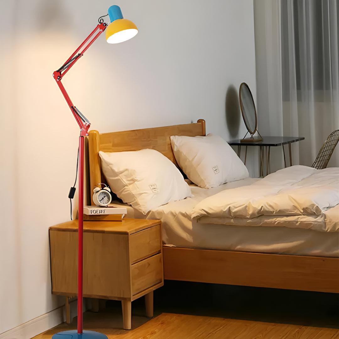 Memphis Adjustable Floor Lamp With Coloured Architect Design