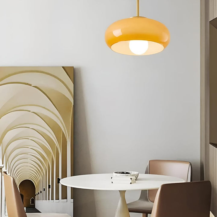 Mid Century Round Glossy Ceiling Light With Semi-Flush Mount