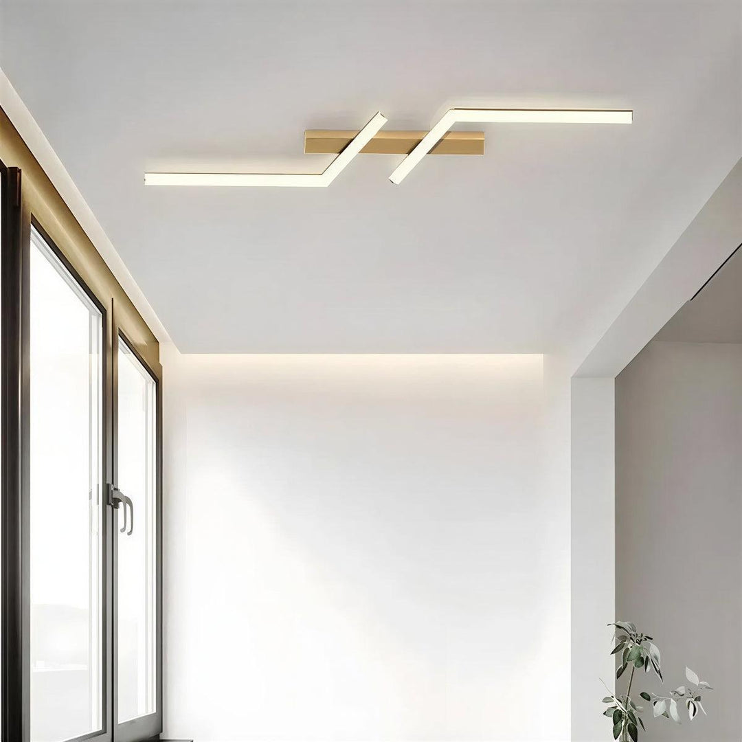 Minimalist Modern Linear Strip Angled Ceiling Light With Flush Mount Design