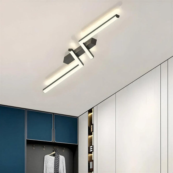 Minimalist Modern Linear Strip Angled Ceiling Light With Flush Mount Design