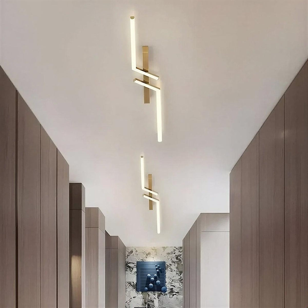 Minimalist Modern Linear Strip Angled Ceiling Light With Flush Mount Design