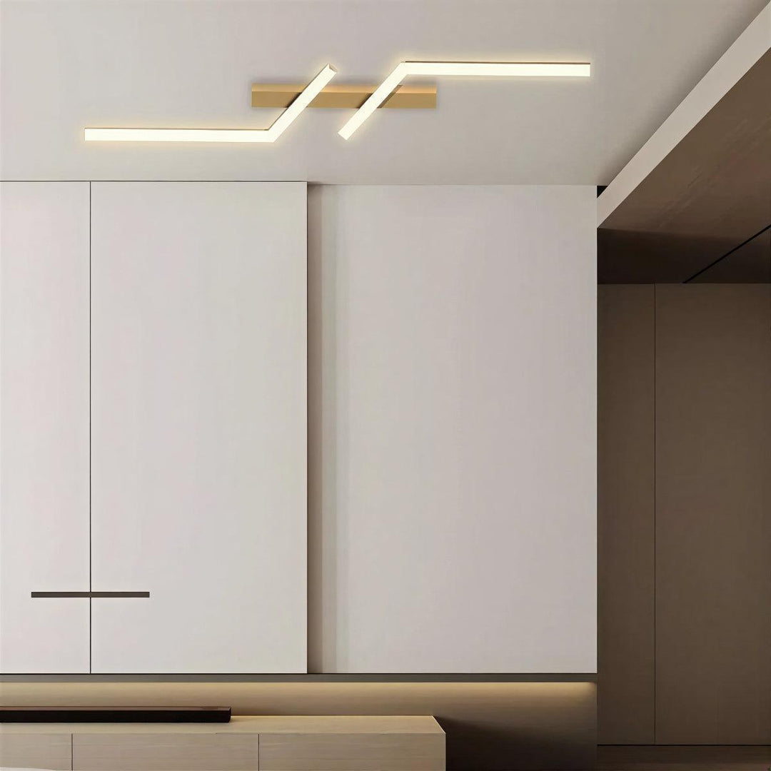 Minimalist Modern Linear Strip Angled Ceiling Light With Flush Mount Design