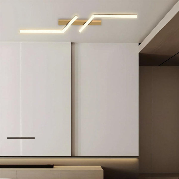 Minimalist Modern Linear Strip Angled Ceiling Light With Flush Mount Design
