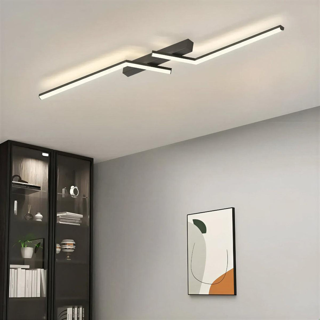 Minimalist Modern Linear Strip Angled Ceiling Light With Flush Mount Design