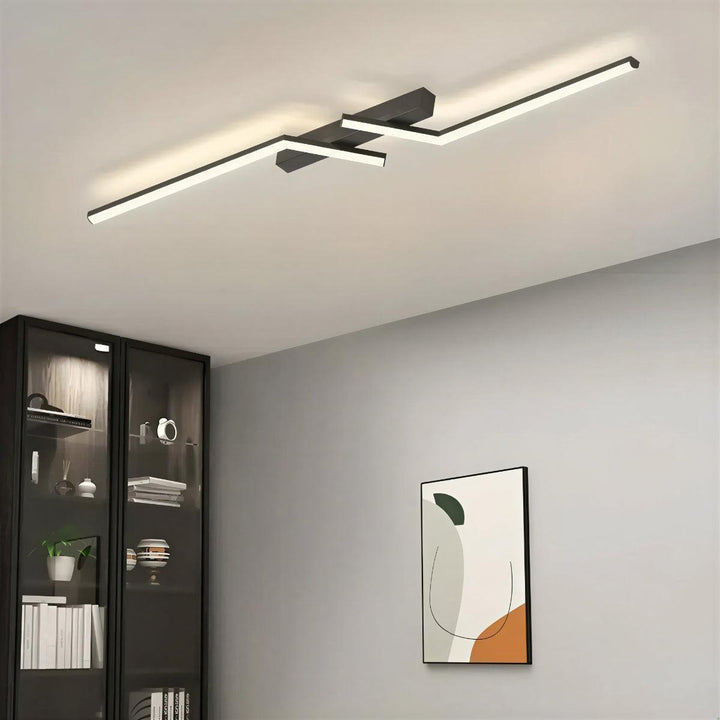 Minimalist Modern Linear Strip Angled Ceiling Light With Flush Mount Design