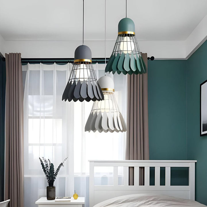 Modern Floral Pendant Lighting with Flower Cage Shade Design