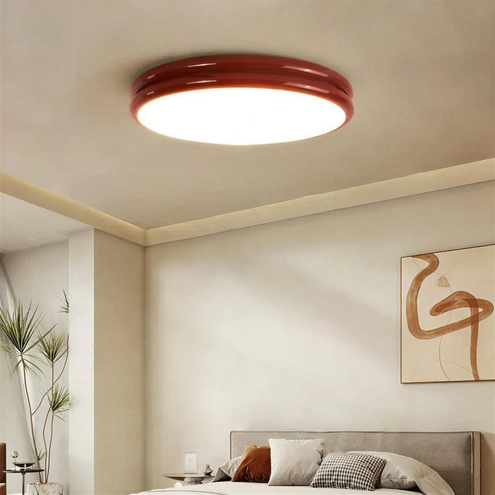 Modern Flush Mount Ceiling Light Fixture With Round Double Layered Silhouette