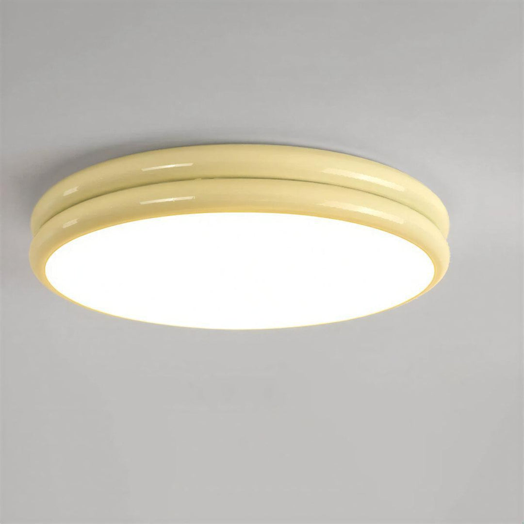 Modern Flush Mount Ceiling Light Fixture With Round Double Layered Silhouette