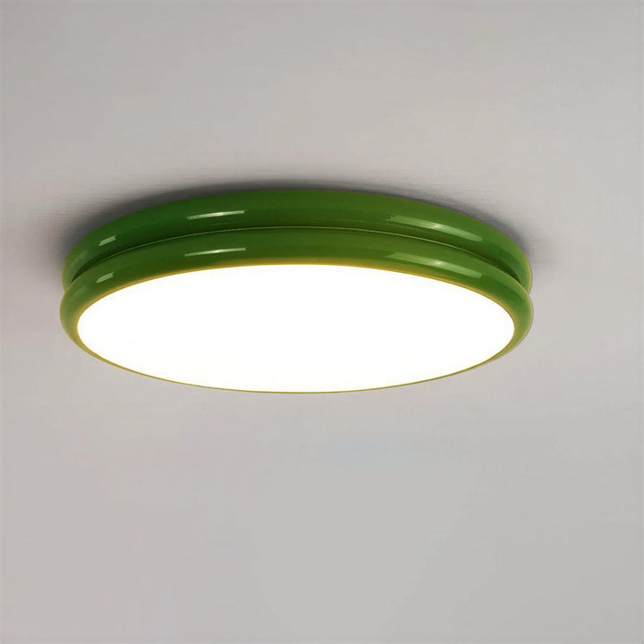 Modern Flush Mount Ceiling Light Fixture With Round Double Layered Silhouette