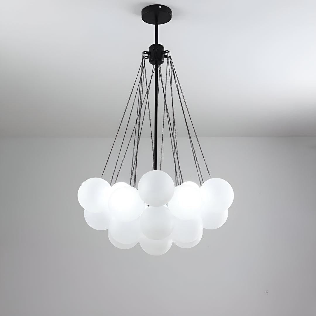 Modern Hanging Bubble Chandelier With Floating Orb Cluster Design