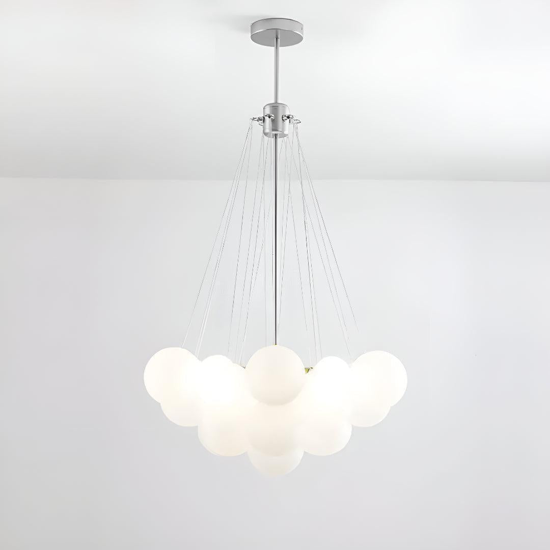 Modern Hanging Bubble Chandelier With Floating Orb Cluster Design