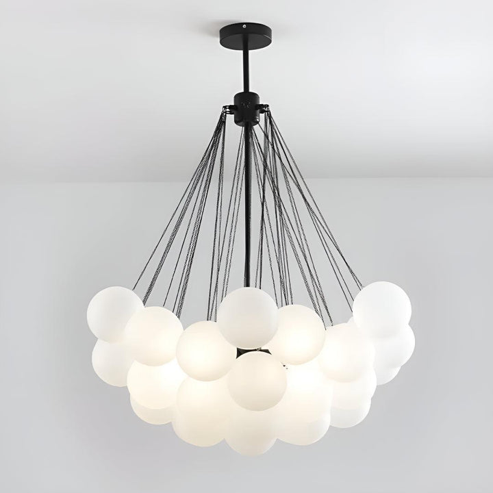 Modern Hanging Bubble Chandelier With Floating Orb Cluster Design