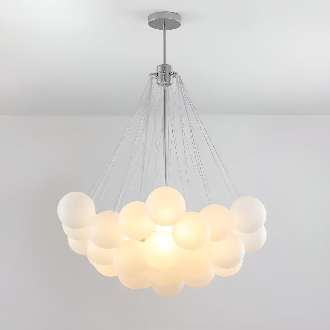 Modern Hanging Bubble Chandelier With Floating Orb Cluster Design