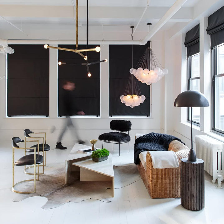 Modern Hanging Bubble Chandelier With Floating Orb Cluster Design