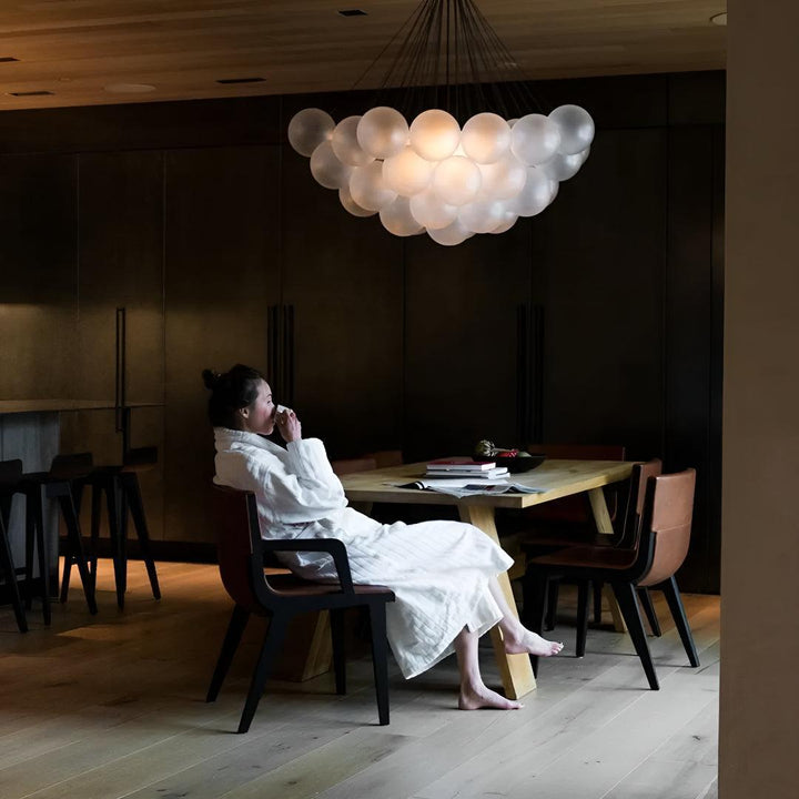 Modern Hanging Bubble Chandelier With Floating Orb Cluster Design
