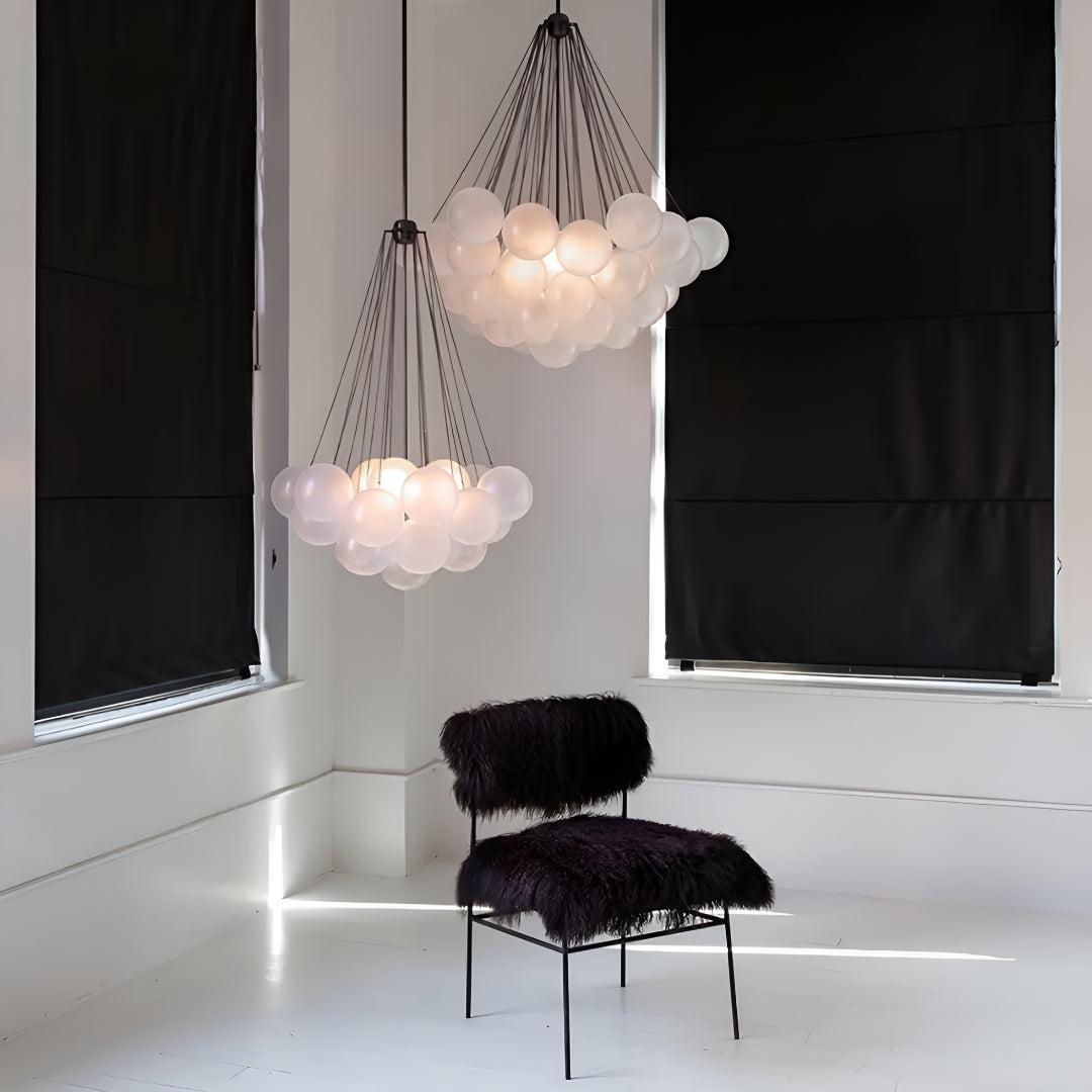 Modern Hanging Bubble Chandelier With Floating Orb Cluster Design